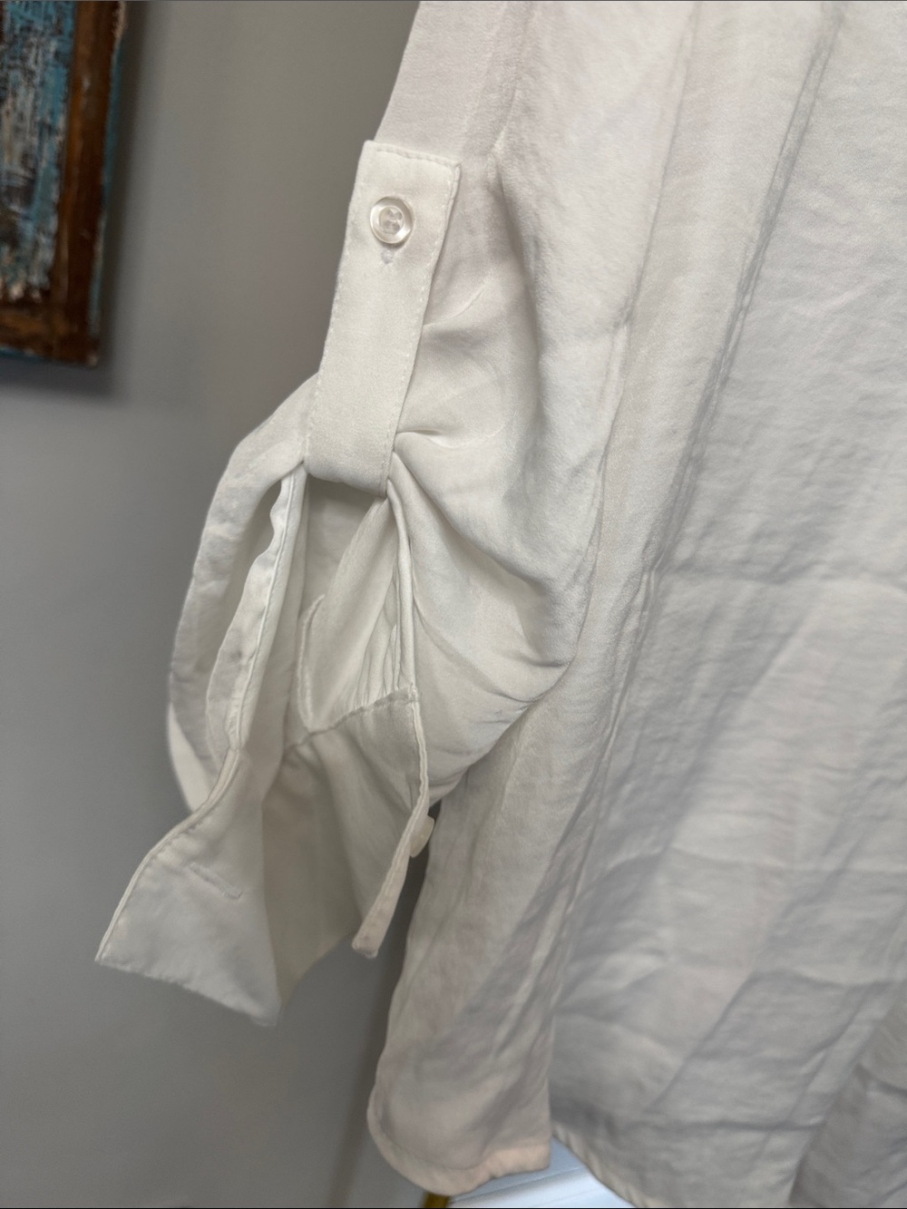 Simply Vera Vera Wang White Split V-Neck Tunic peasant Blouse NWT L - Picture 7 of 11